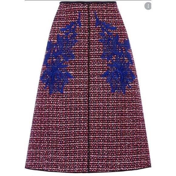 Marc Jacobs Runway Wool Floral Applique A-Line Wool Skirt 2 Red - Picture 4 of 16